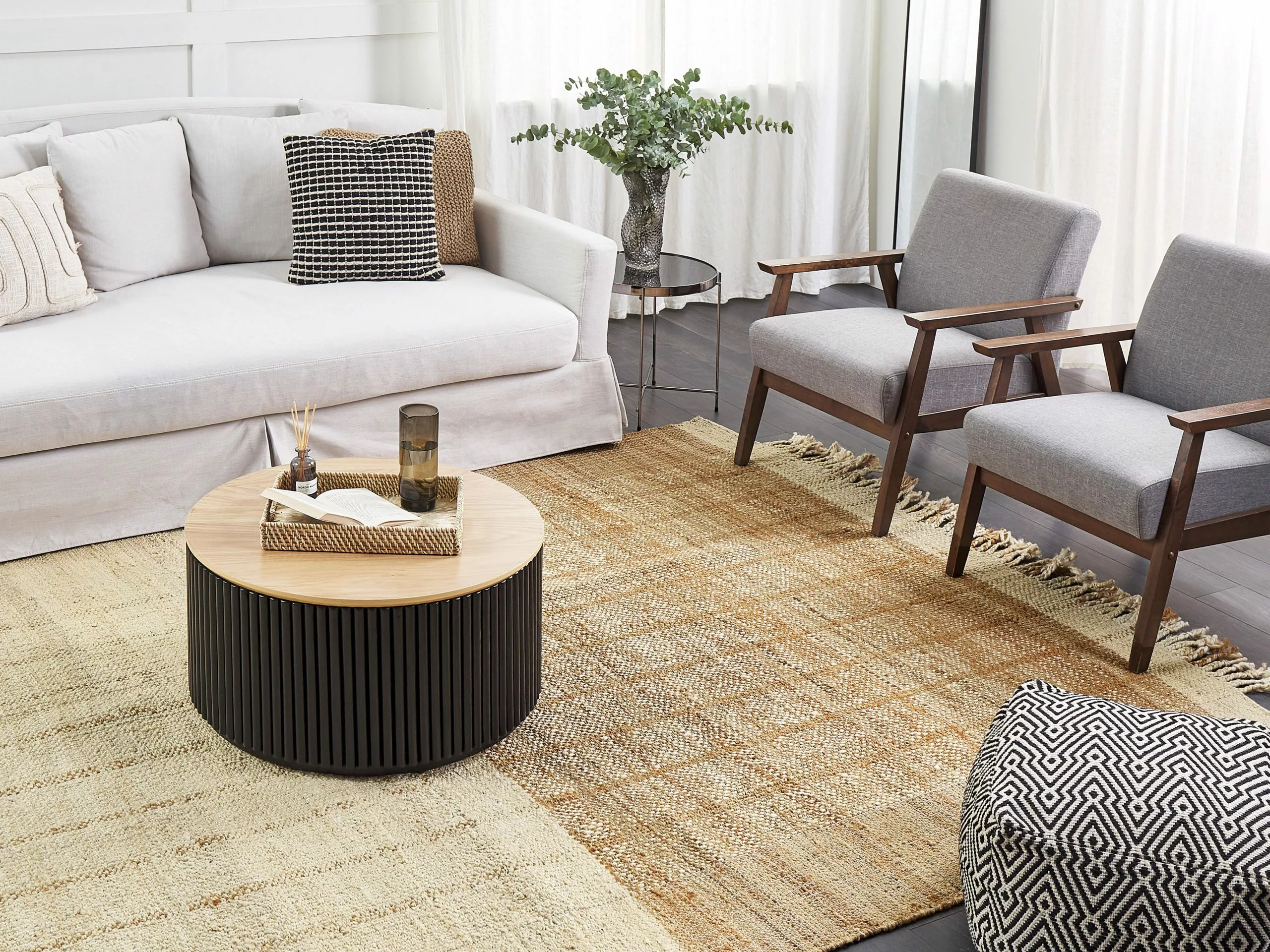 Beliani Matto Juutti Beige KARKIN Useita Kokoja - Image 2