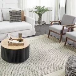 Beliani Matto Villa Beige/musta DIVARLI Useita Kokoja -Ruokapöydät Myyntikauppa undef src sa picid 847418 type color image 1 scaled