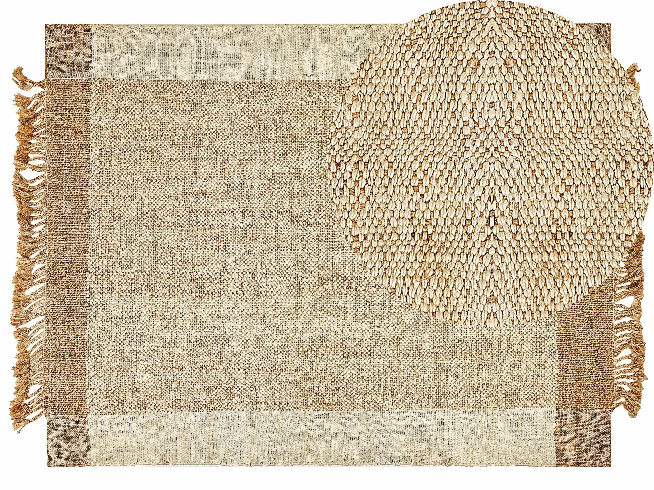 Beliani Matto Juutti Beige DEDEMLI Useita Kokoja 3 Beliani Matto Juutti Beige DEDEMLI Useita Kokoja