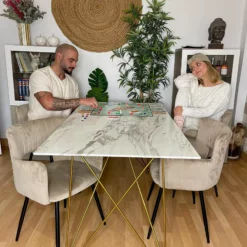 Beliani Ruokapöytä Marmorikuvio Valkoinen/kulta 140 X 80 Cm KENTON 15 Beliani Ruokapöytä Marmorikuvio Valkoinen/kulta 140 X 80 Cm KENTON -Ruokapöydät Myyntikauppa undef src sa picid 850916 type whitesh image
