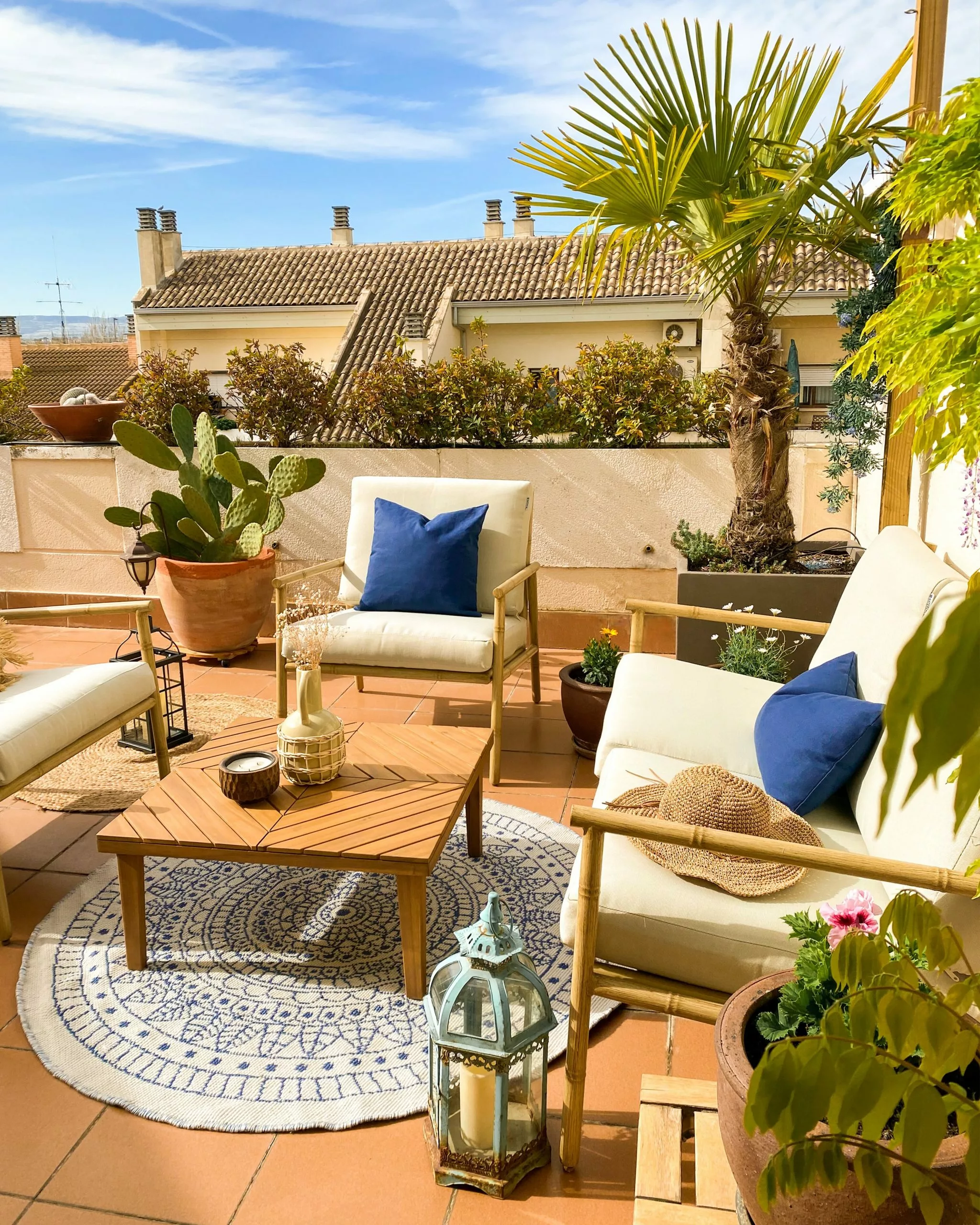 Beliani Ulkomatto Kaksipuolinen Sininen/valkoinen ⌀ 140 Cm YALAK - Image 4