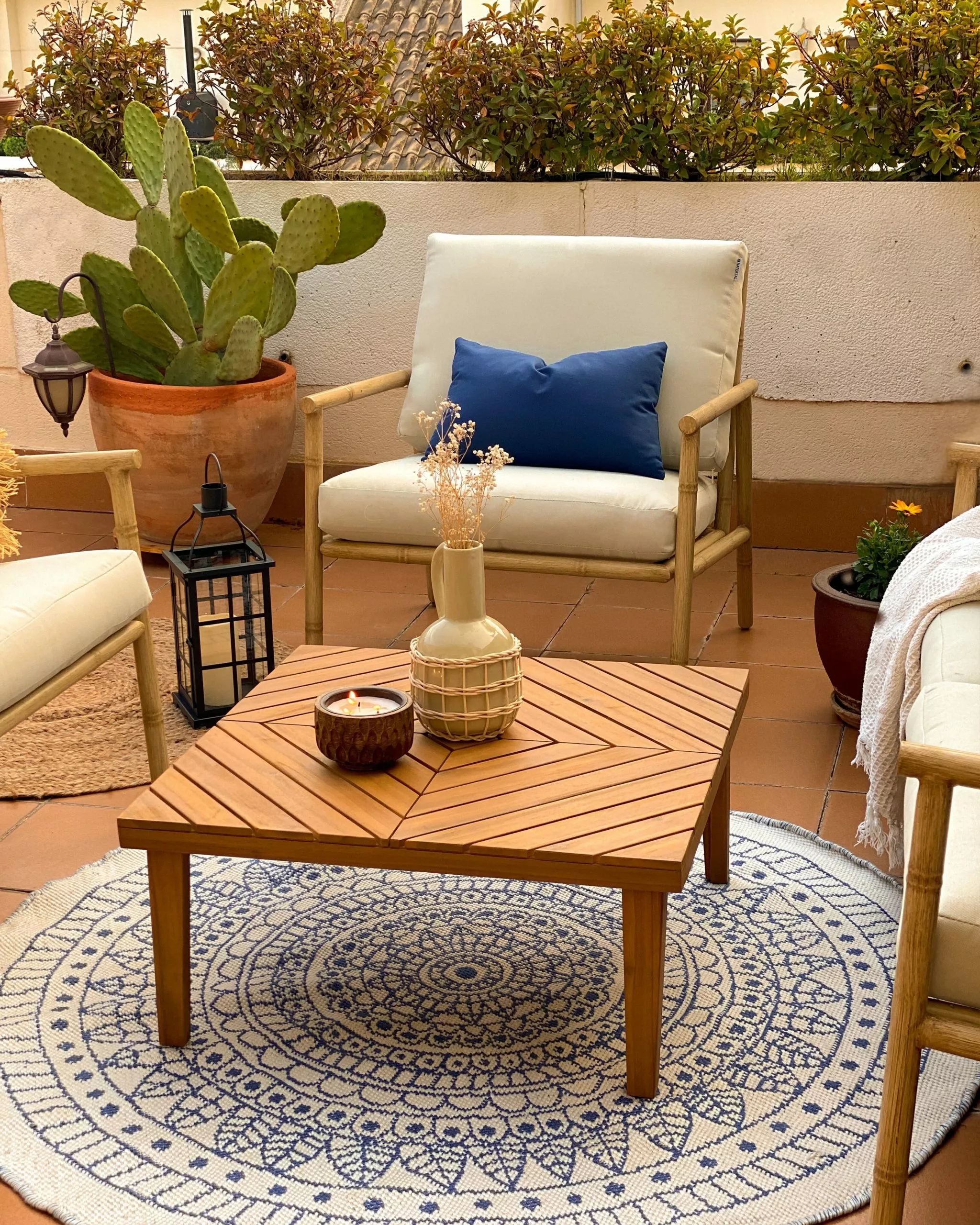 Beliani Ulkomatto Kaksipuolinen Sininen/valkoinen ⌀ 140 Cm YALAK - Image 5