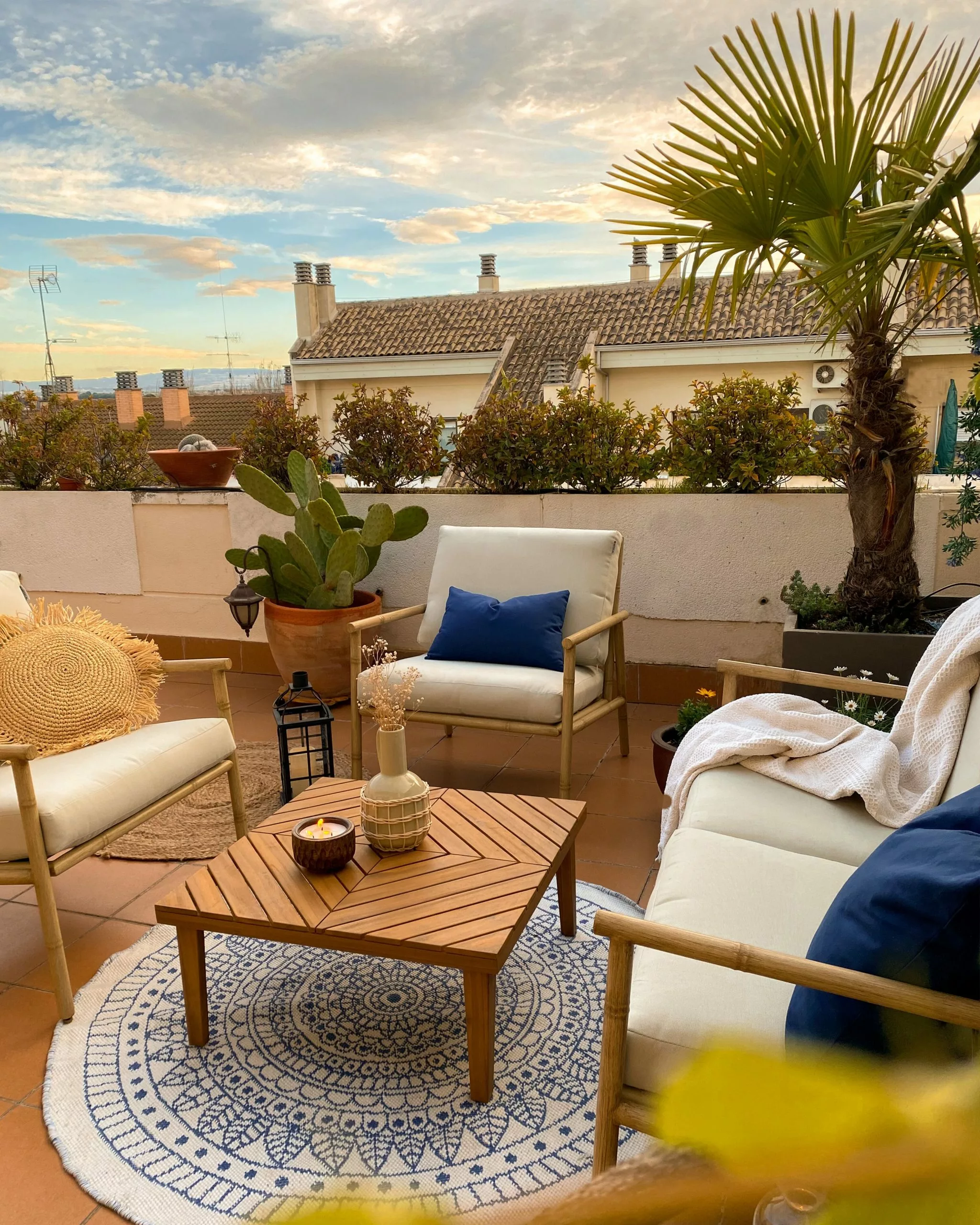 Beliani Ulkomatto Kaksipuolinen Sininen/valkoinen ⌀ 140 Cm YALAK - Image 6