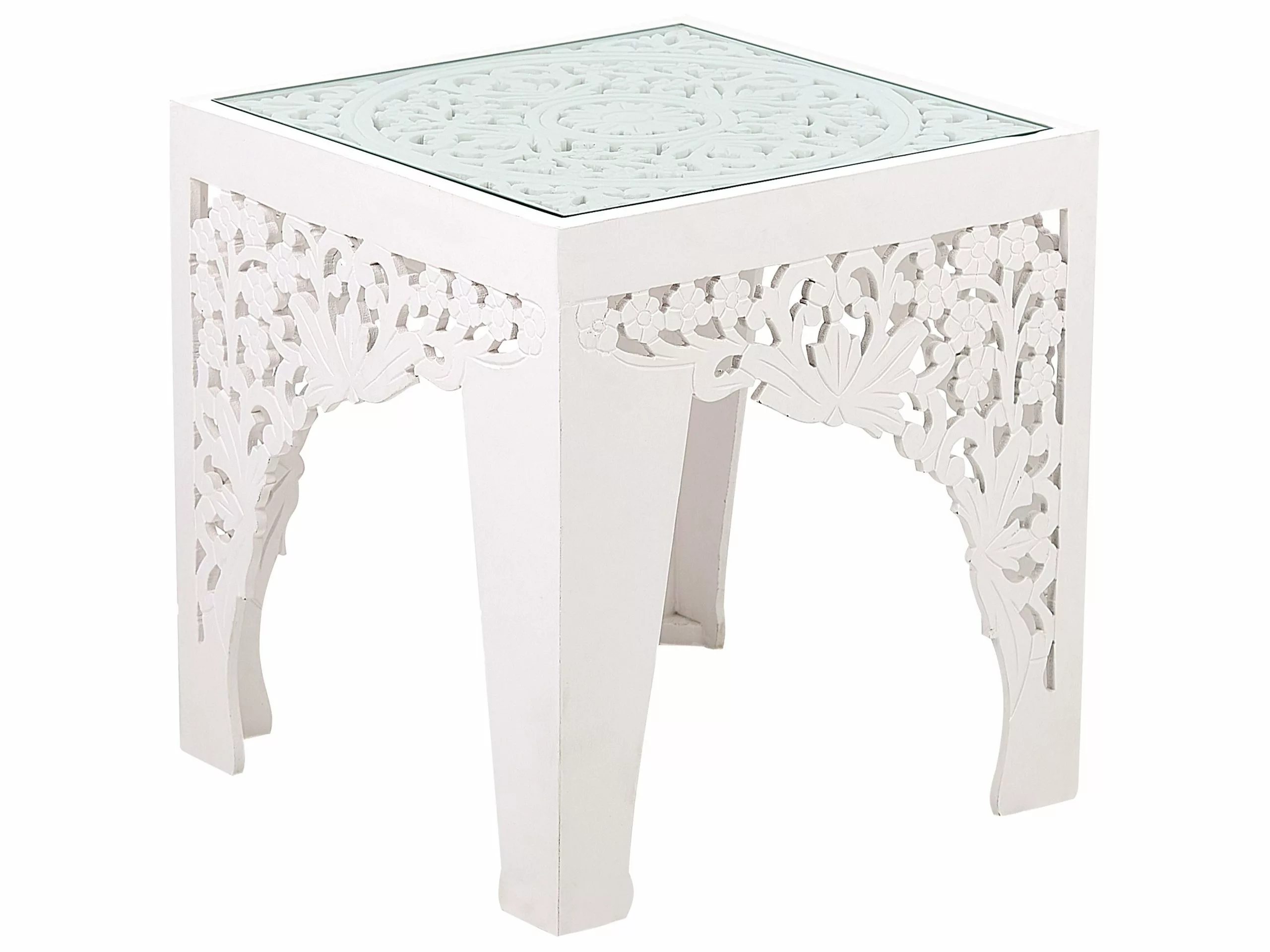 Beliani Sivupöytäsetti Lasitasolla Valkoinen 2 Kpl AMADPUR - Image 5